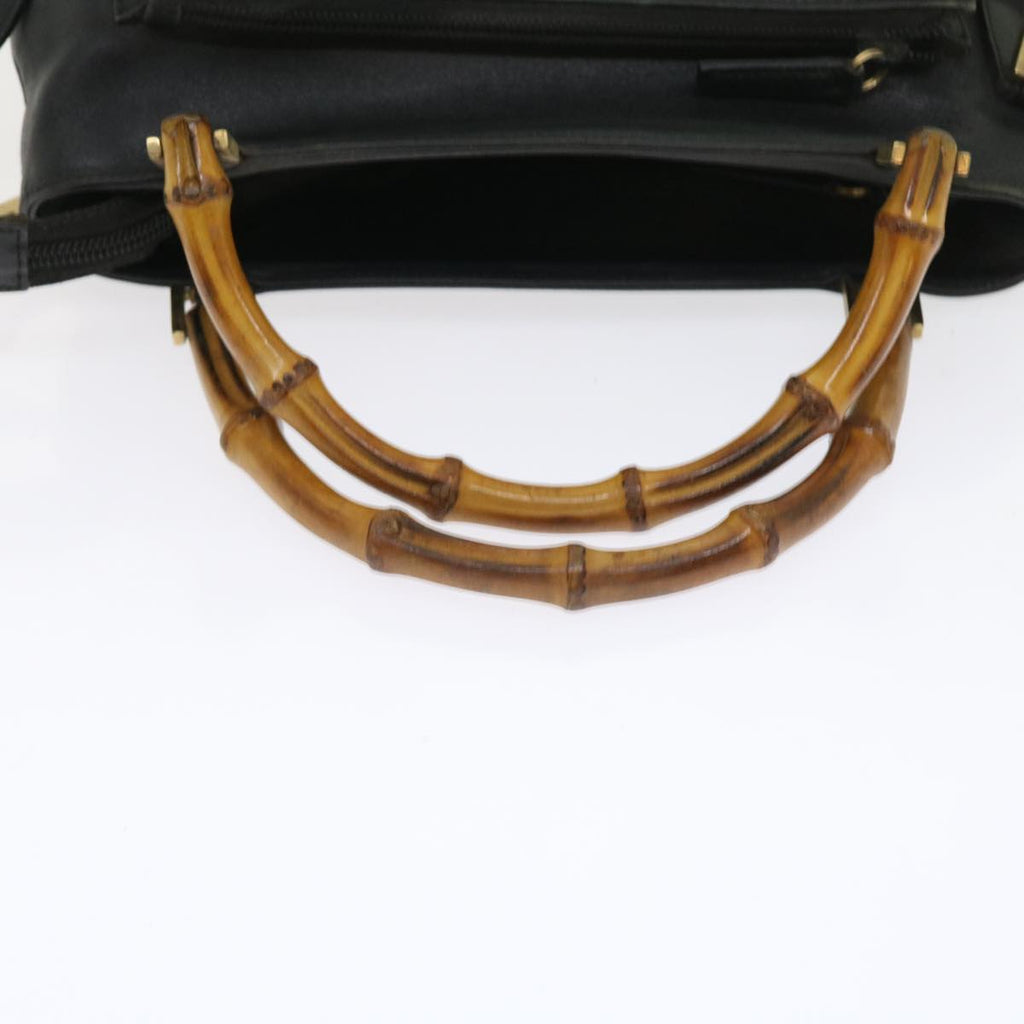 GUCCI Bamboo Shoulder Bag Leather 2way Black 54020