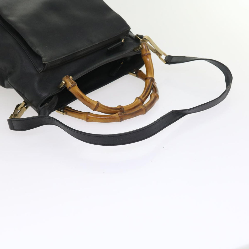 GUCCI Bamboo Shoulder Bag Leather 2way Black 54020