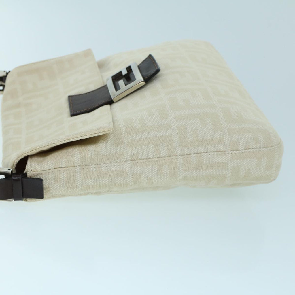 FENDI Mamma Baguette Shoulder Bag Canvas Leather Beige Brown 54030