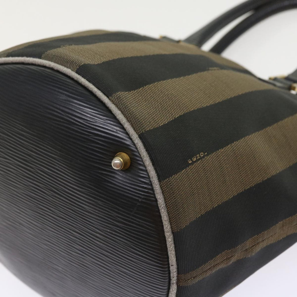 FENDI Pecan Canvas Hand Bag Black Brown 54107
