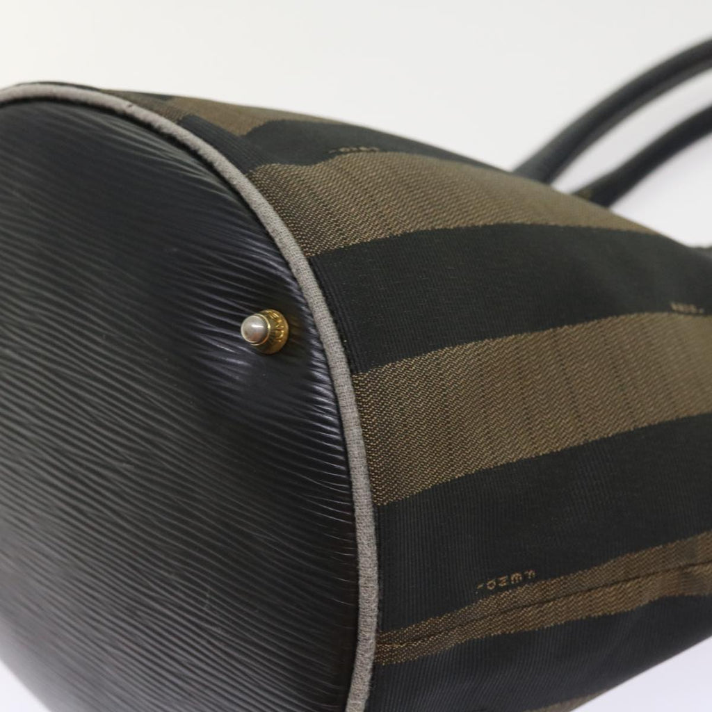 FENDI Pecan Canvas Hand Bag Black Brown 54107