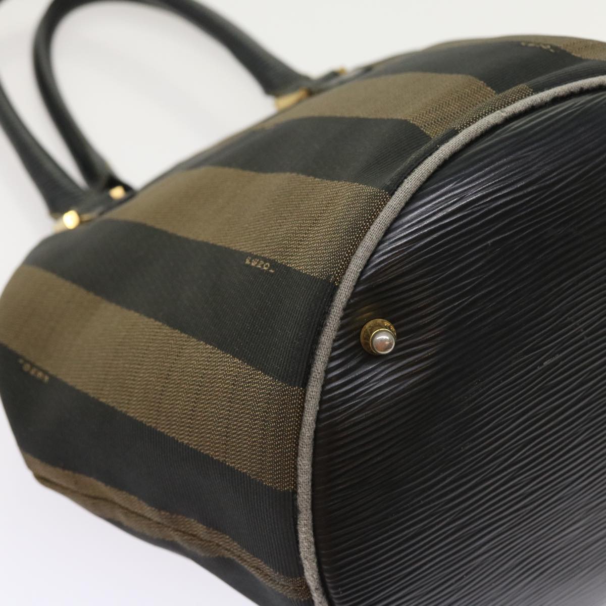 FENDI Pecan Canvas Hand Bag Black Brown 54107