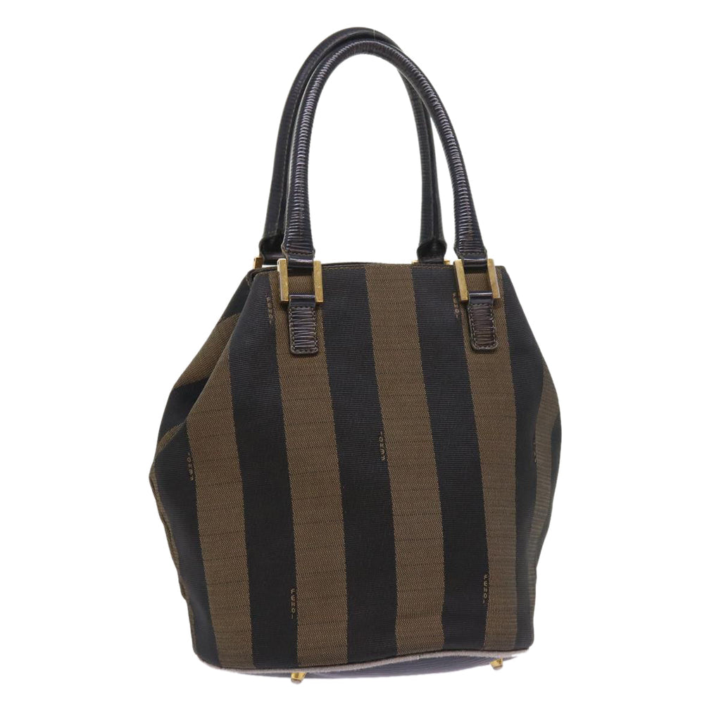 FENDI Pecan Canvas Hand Bag Black Brown 54107