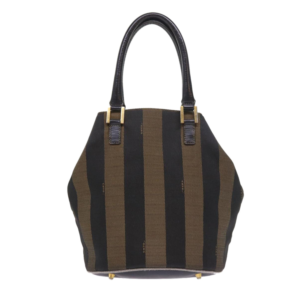 FENDI Pecan Canvas Hand Bag Black Brown 54107