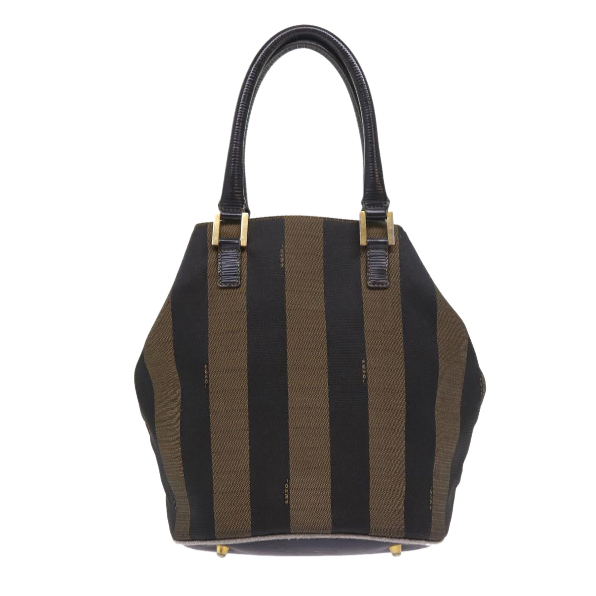 FENDI Pecan Canvas Hand Bag Black Brown 54107