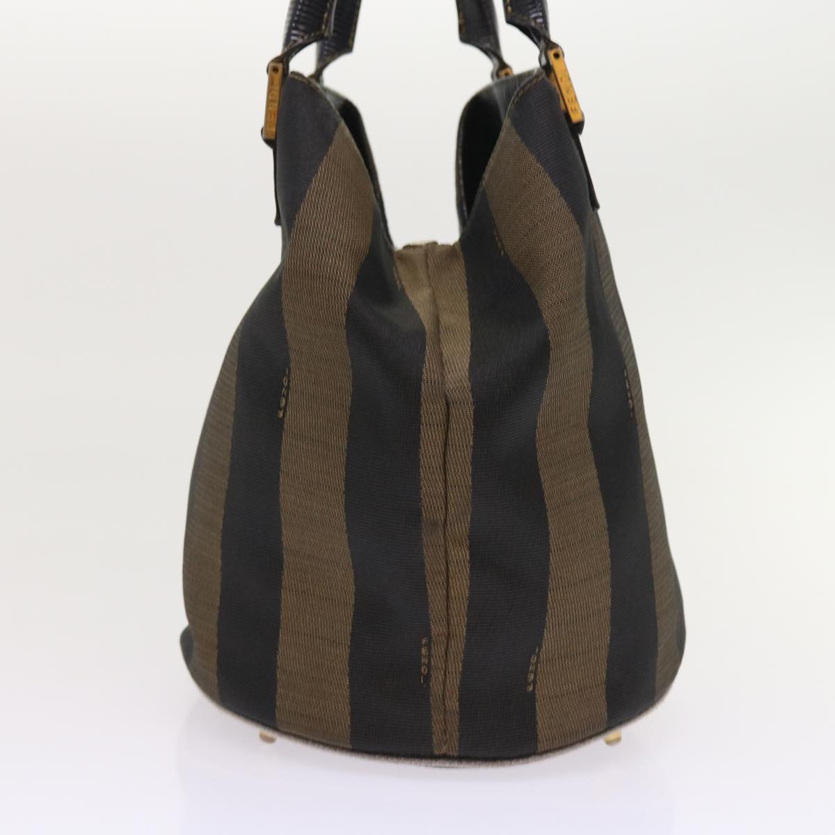 FENDI Pecan Canvas Hand Bag Black Brown 54107