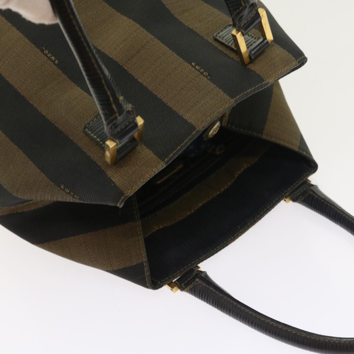 FENDI Pecan Canvas Hand Bag Black Brown 54107