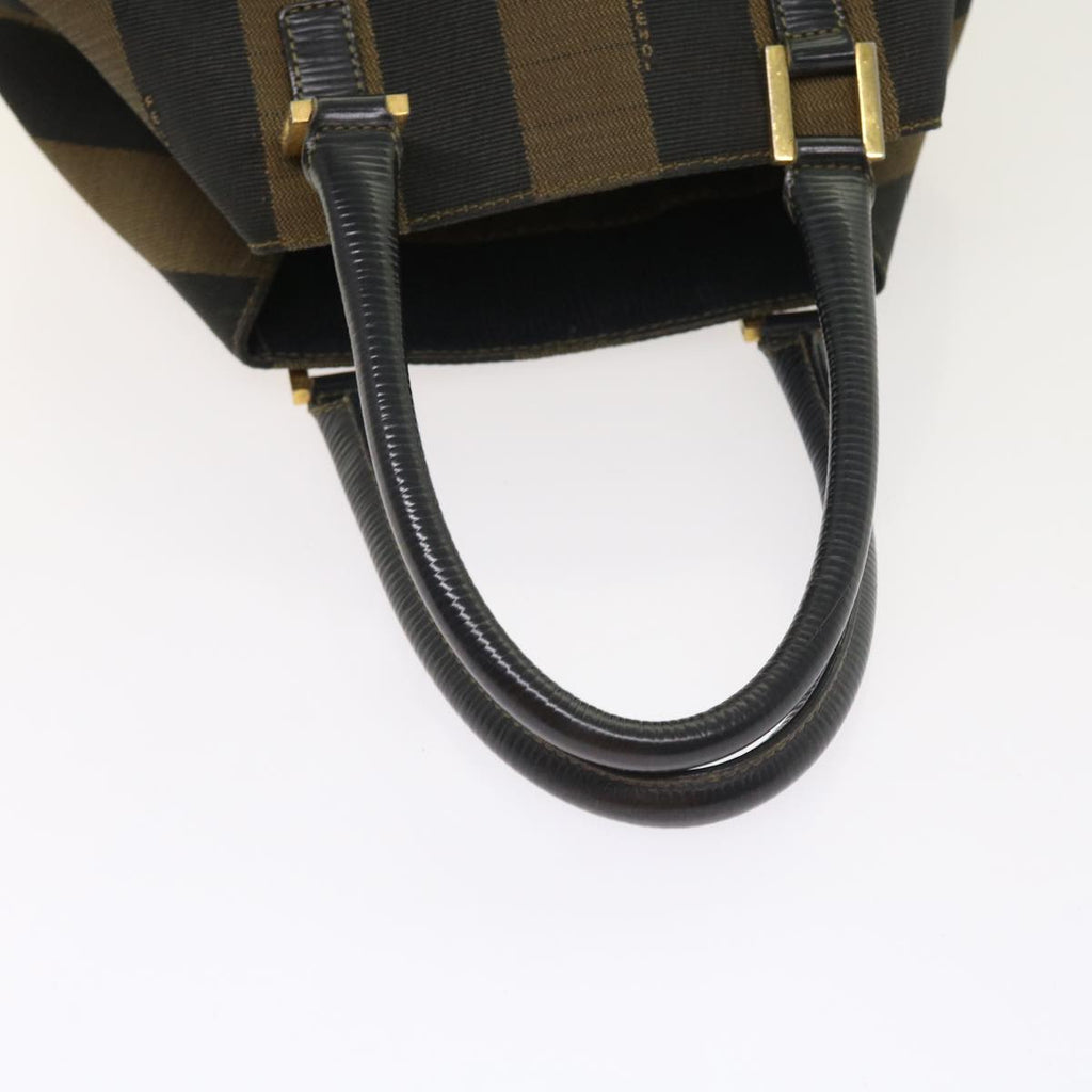 FENDI Pecan Canvas Hand Bag Black Brown 54107