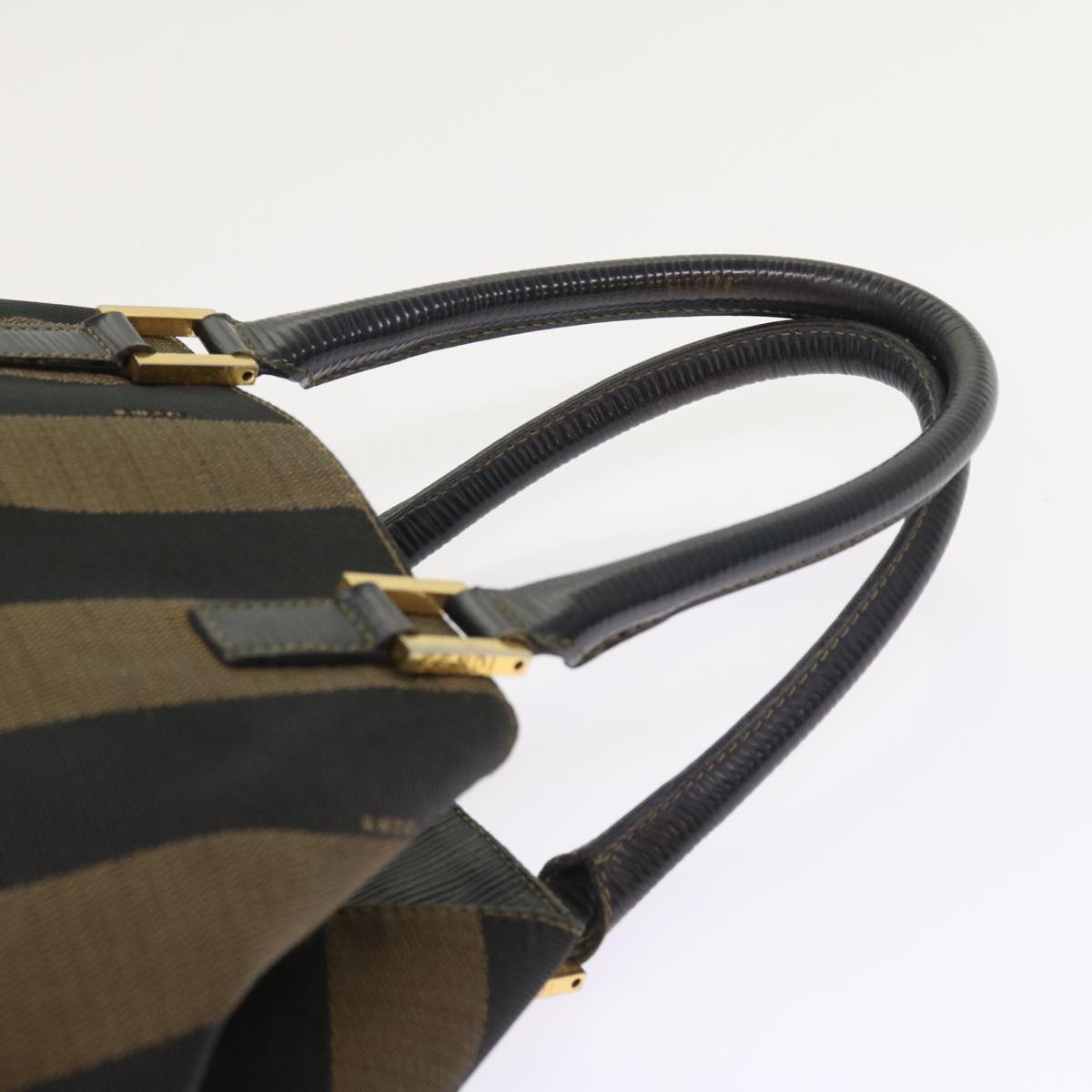 FENDI Pecan Canvas Hand Bag Black Brown 54107