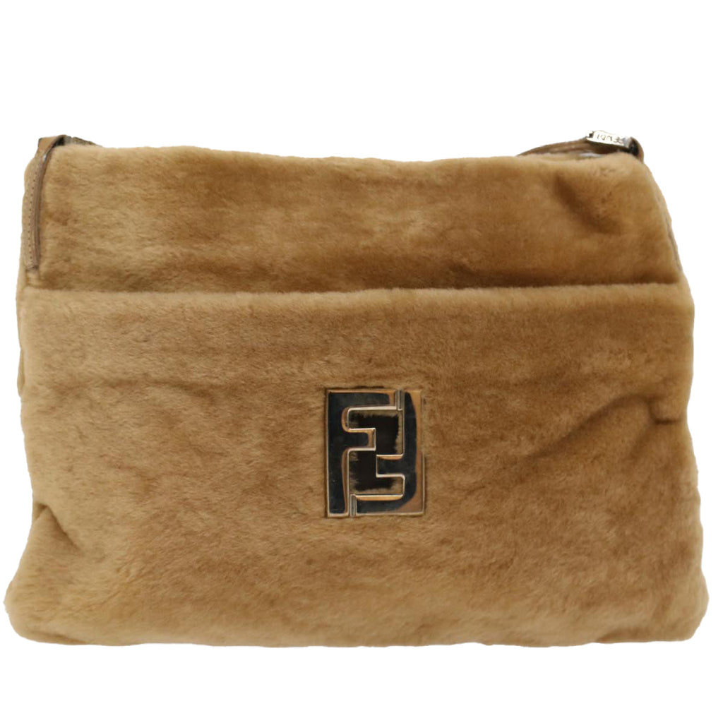 FENDI Shoulder Bag fur Brown 54120