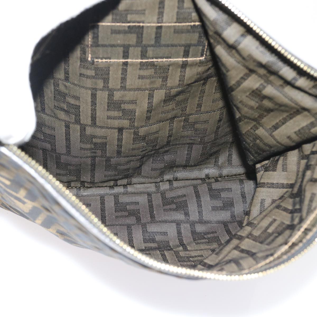 FENDI Zucca Canvas Pouch Black Brown 54125