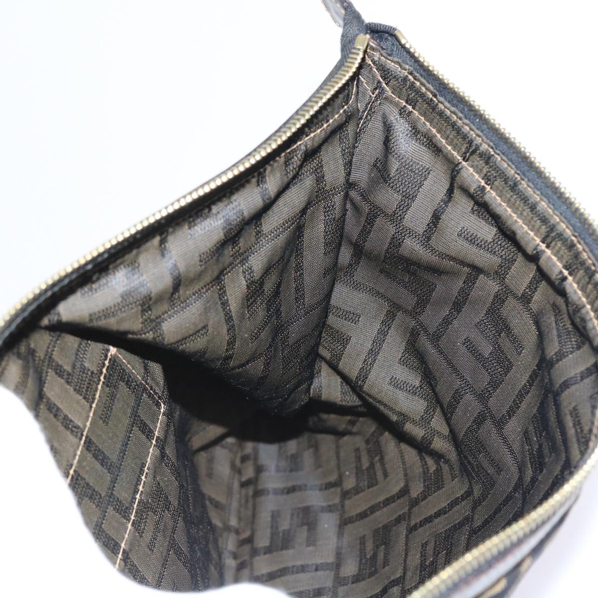 FENDI Zucca Canvas Pouch Black Brown 54125