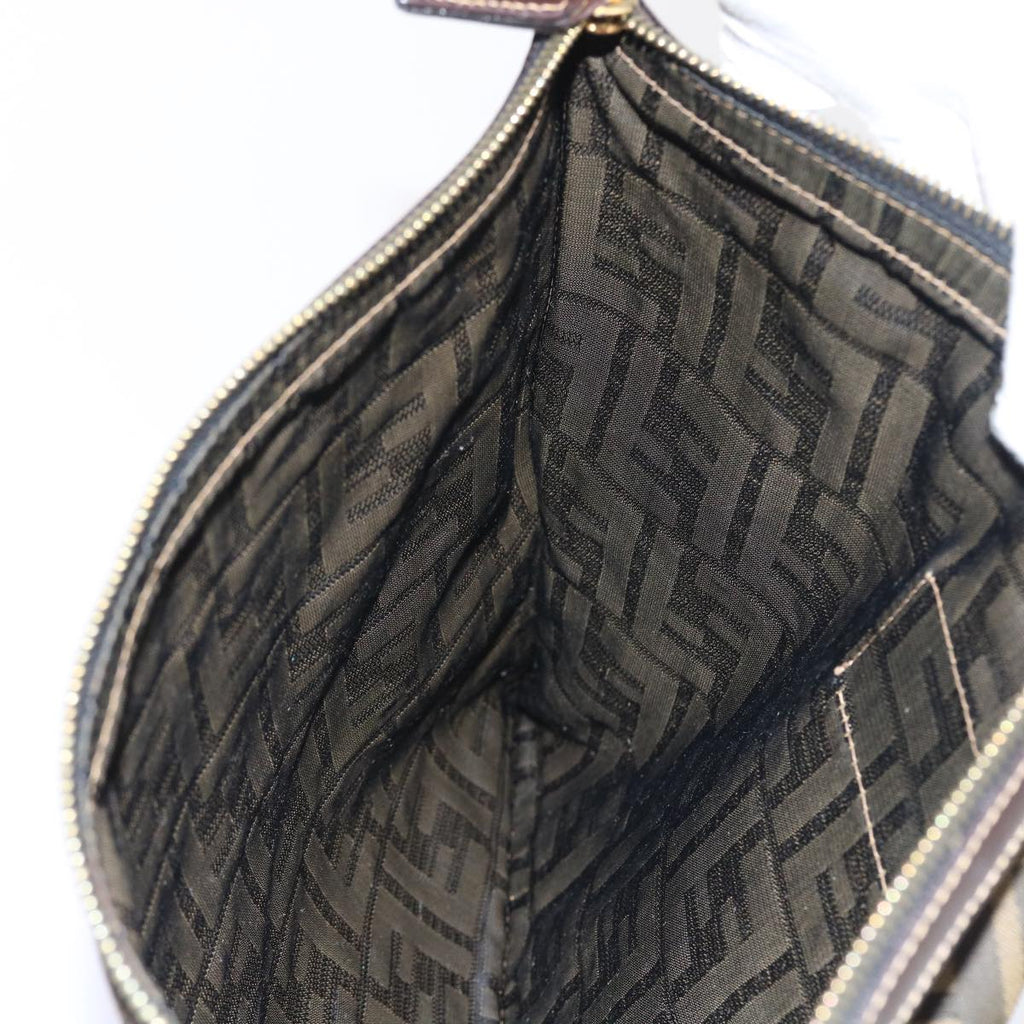 FENDI Zucca Canvas Pouch Black Brown 54125