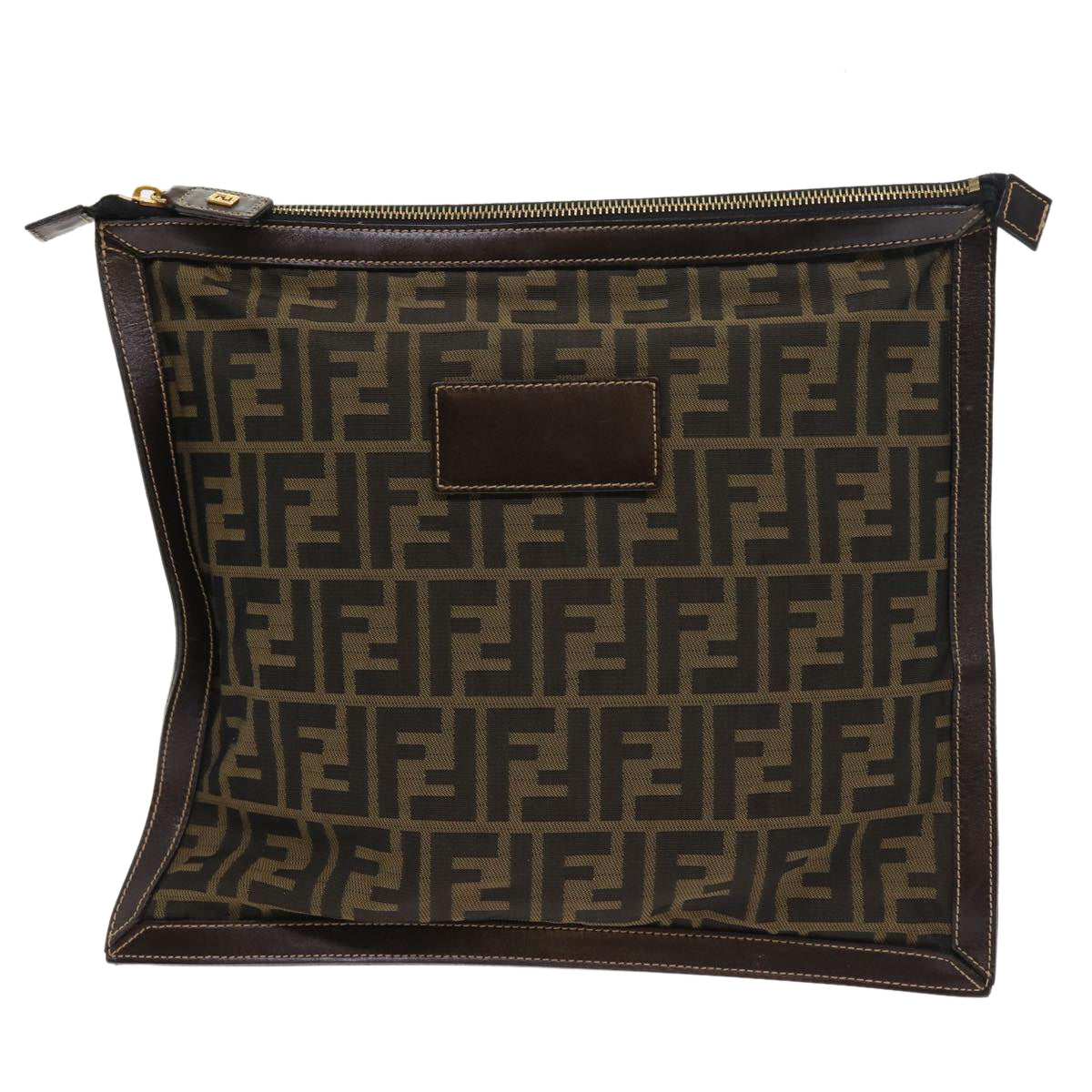 FENDI Zucca Canvas Pouch Black Brown 54125
