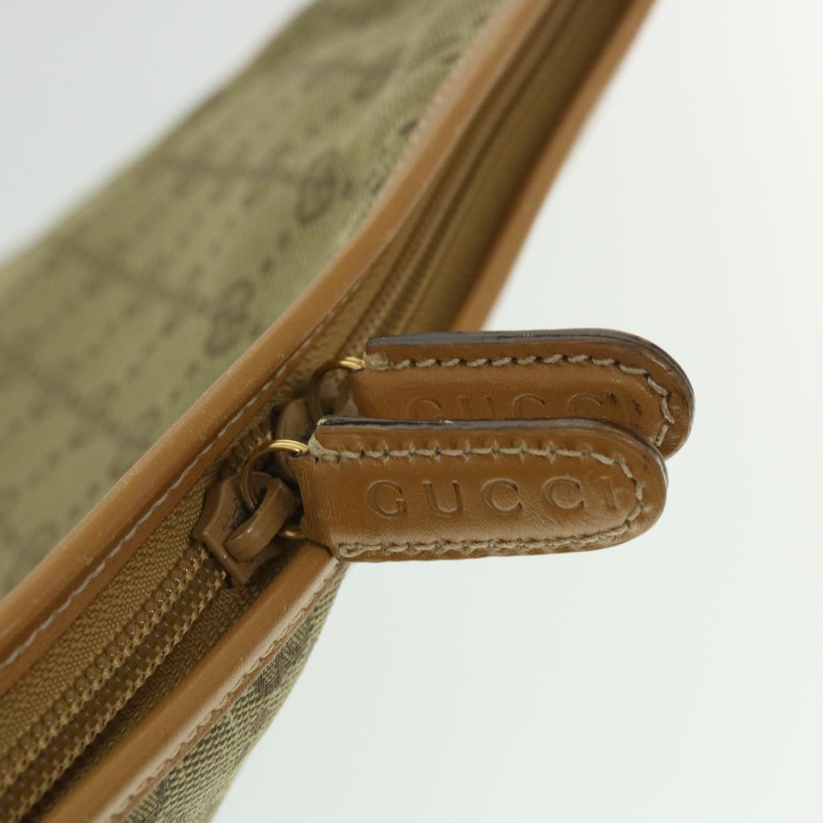 GUCCI GG Canvas Clutch Bag Leather Beige 54130