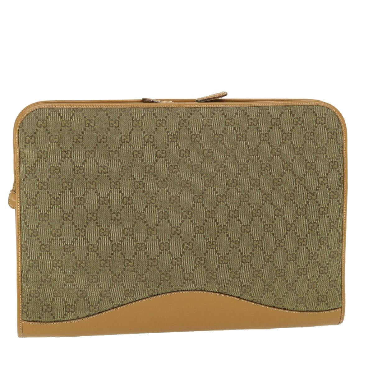 GUCCI GG Canvas Clutch Bag Leather Beige 54130