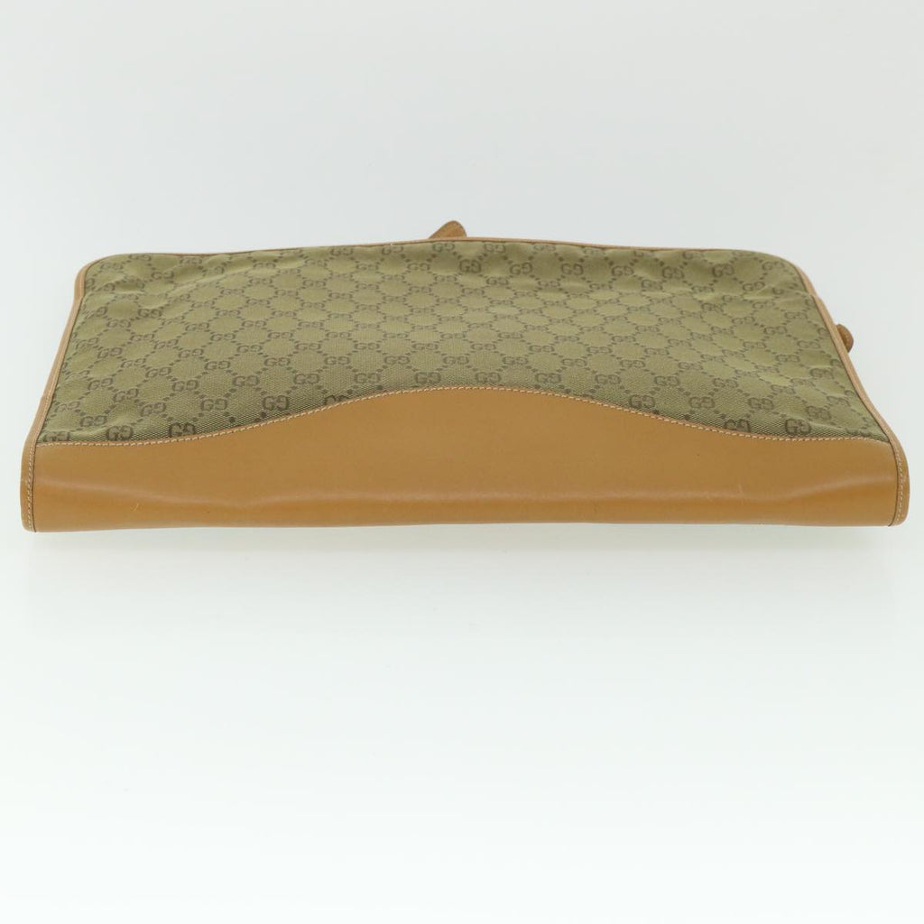 GUCCI GG Canvas Clutch Bag Leather Beige 54130