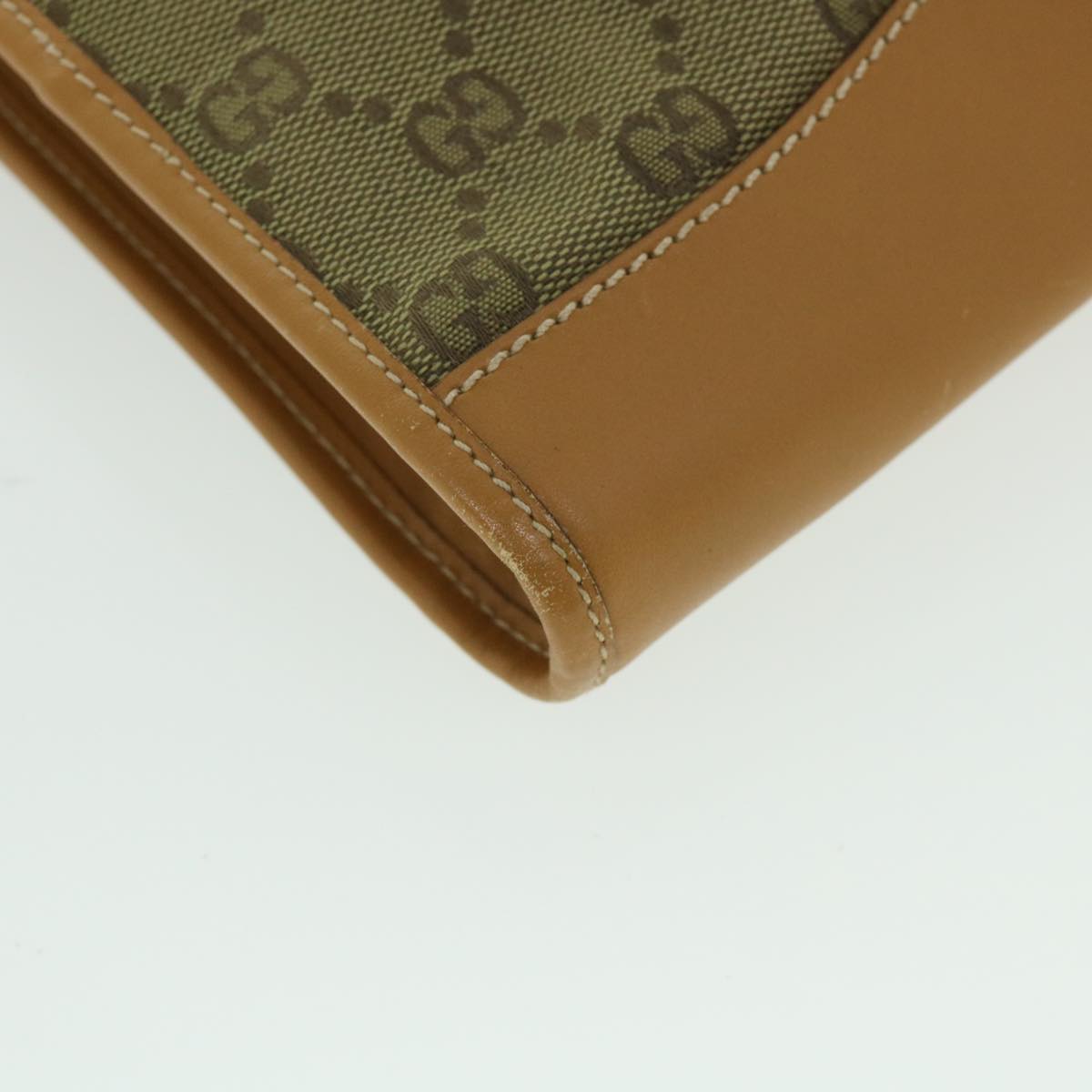 GUCCI GG Canvas Clutch Bag Leather Beige 54130