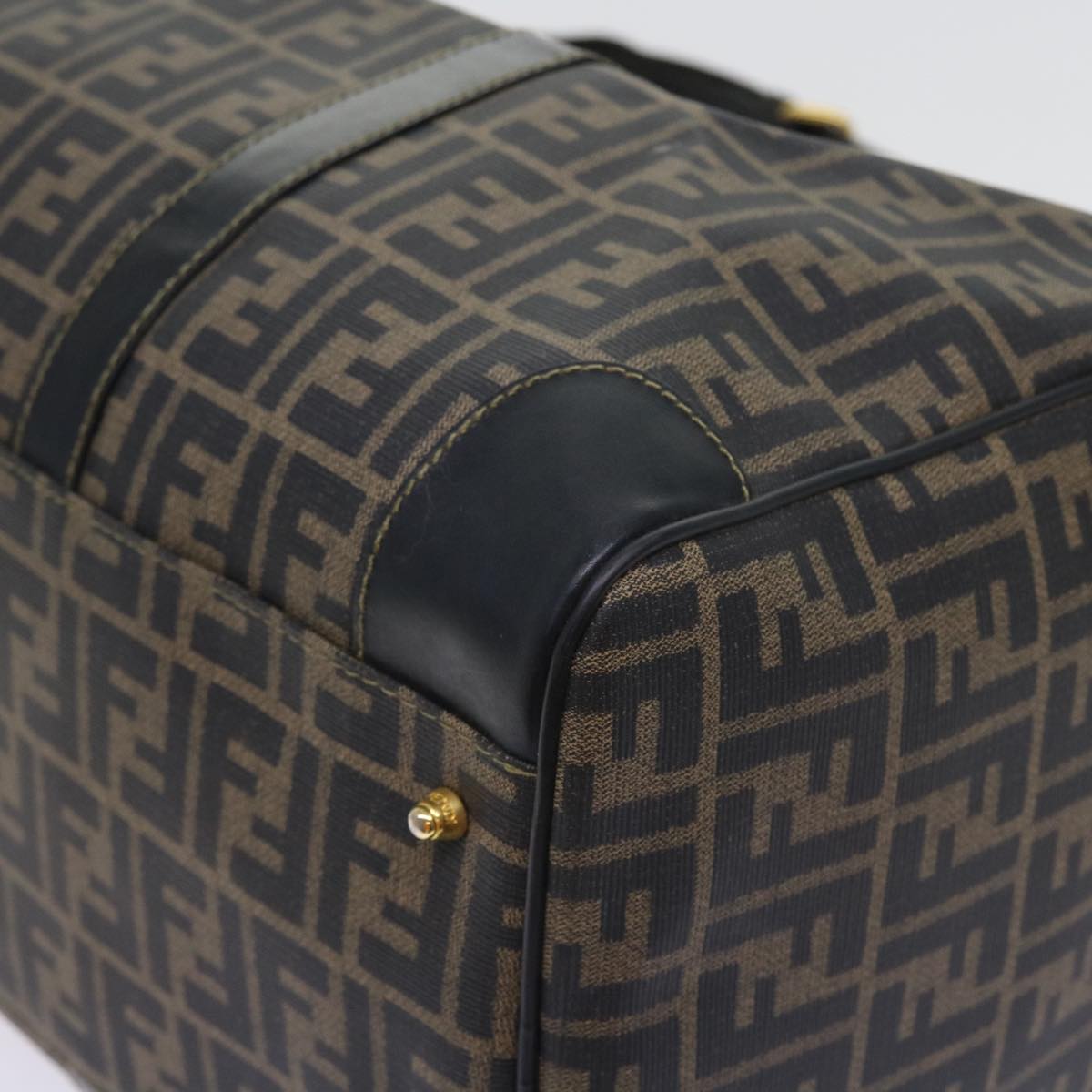 FENDI Zucca Canvas Boston Bag 2way Black Brown 54154