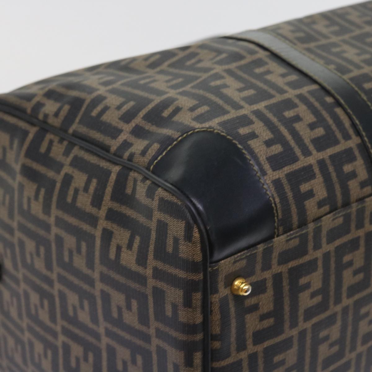 FENDI Zucca Canvas Boston Bag 2way Black Brown 54154