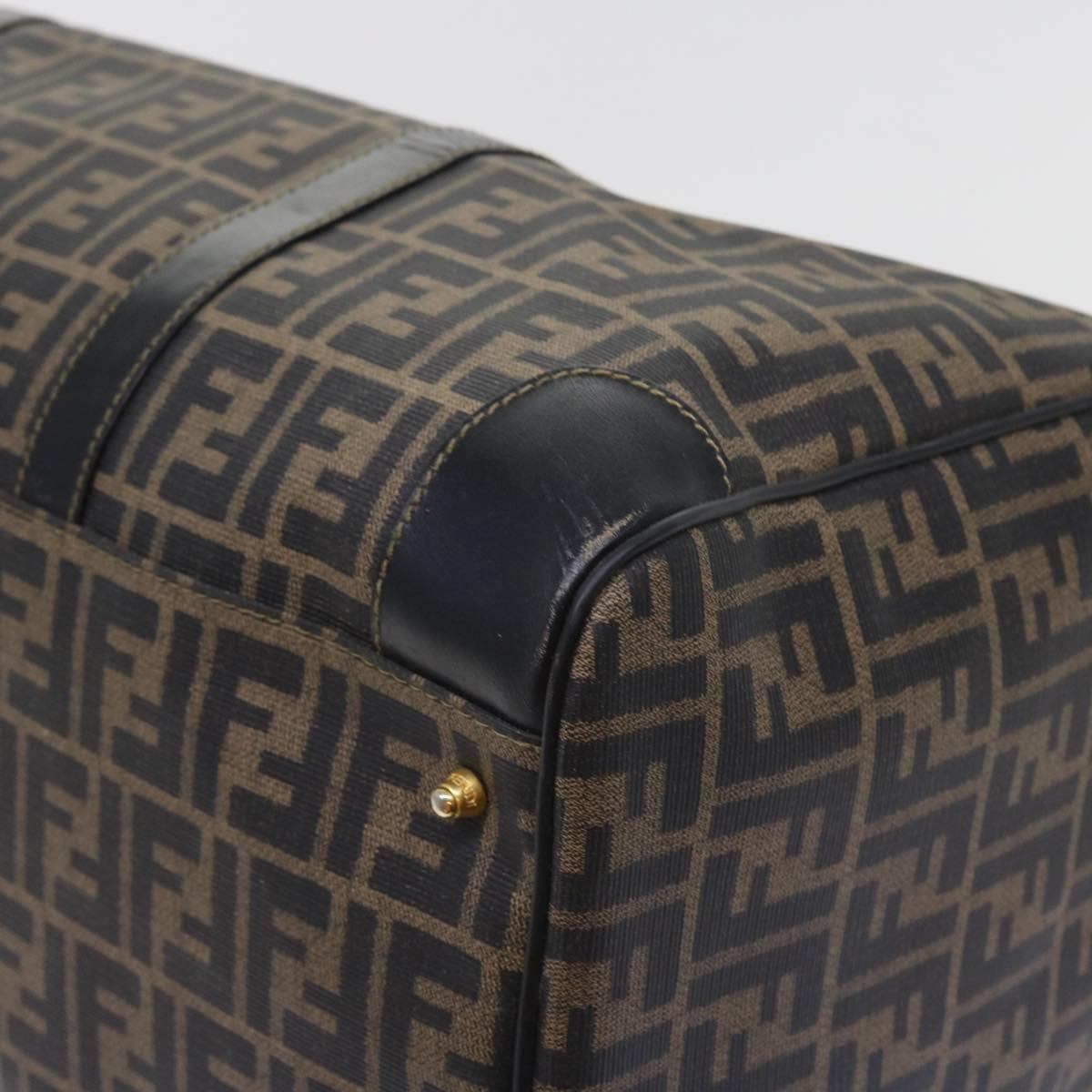 FENDI Zucca Canvas Boston Bag 2way Black Brown 54154