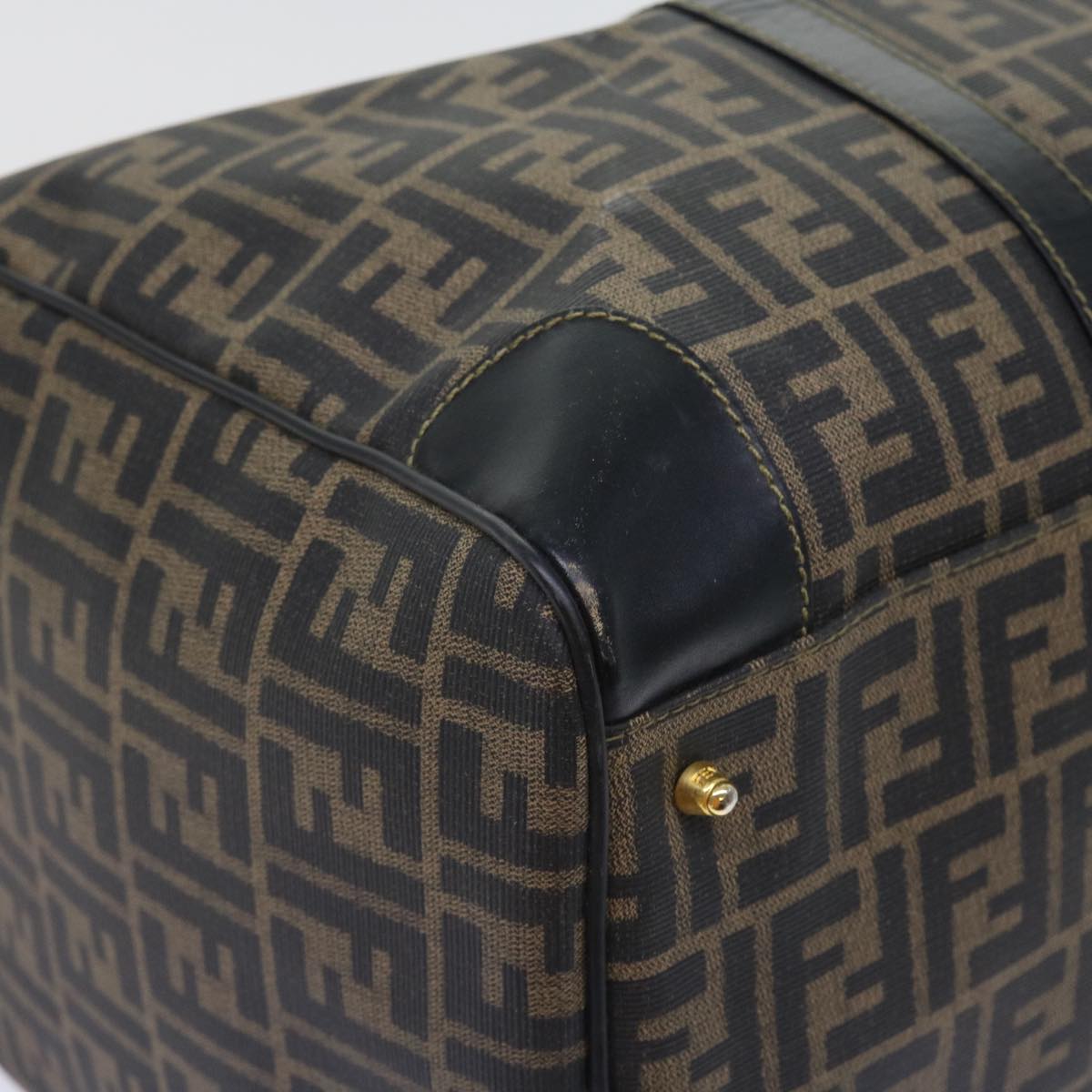 FENDI Zucca Canvas Boston Bag 2way Black Brown 54154