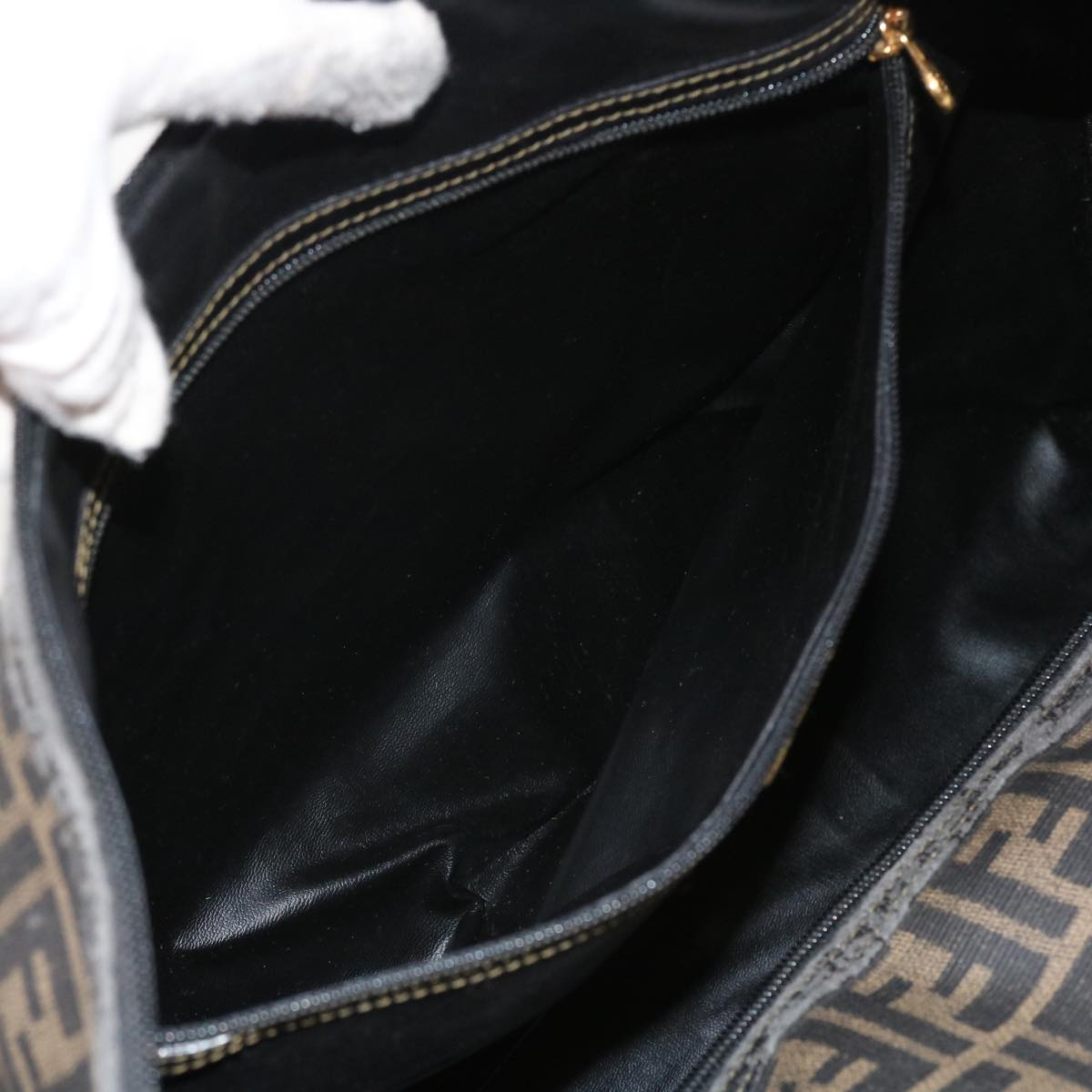 FENDI Zucca Canvas Boston Bag 2way Black Brown 54154