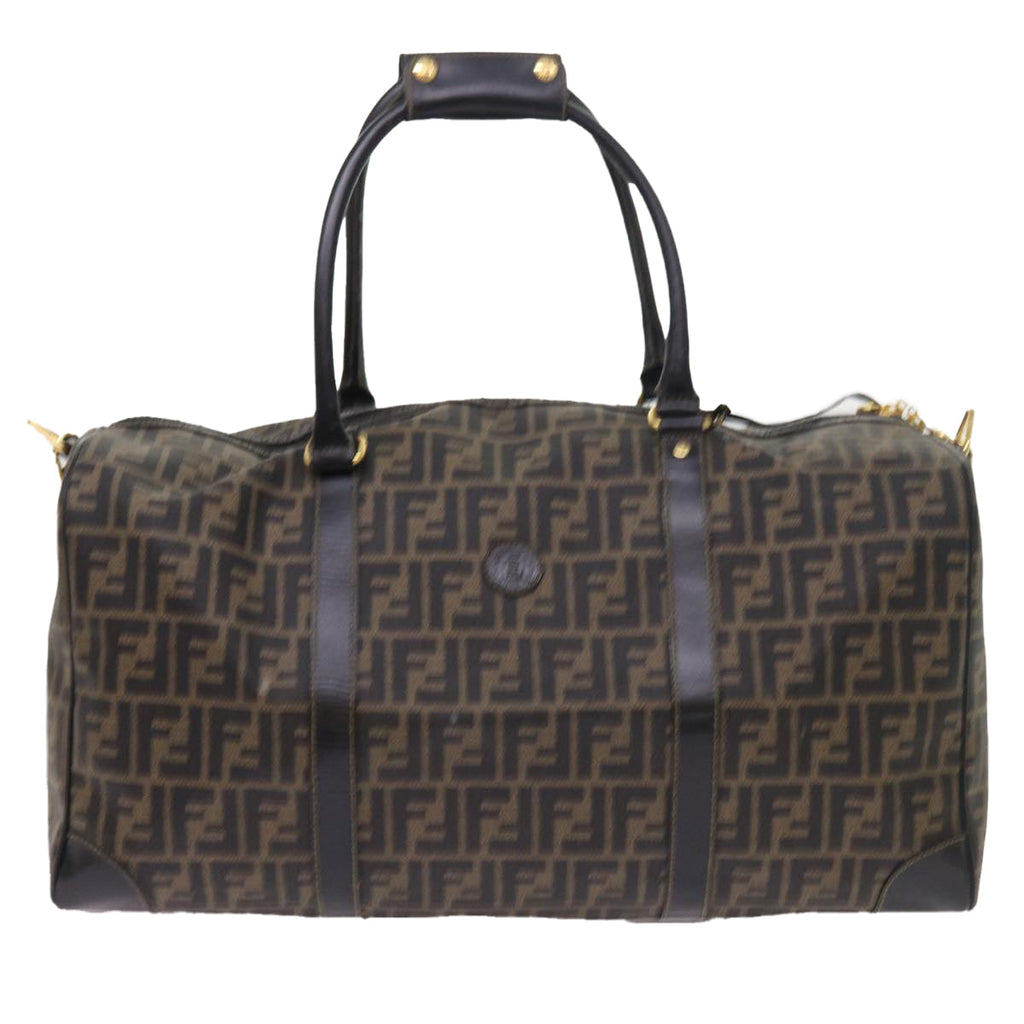 FENDI Zucca Canvas Boston Bag 2way Black Brown 54154