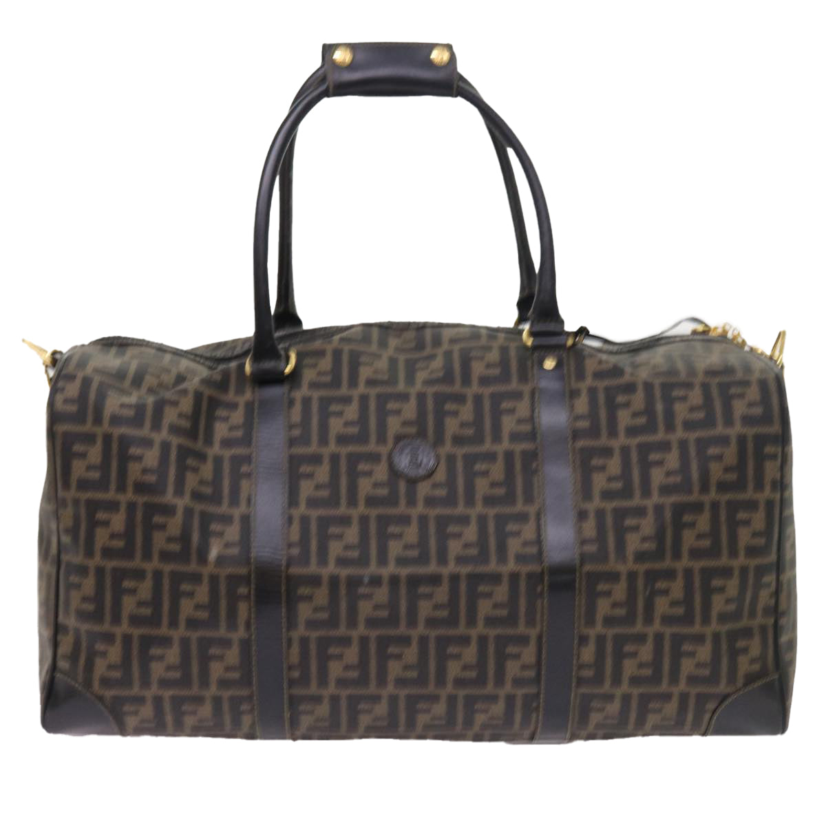 FENDI Zucca Canvas Boston Bag 2way Black Brown 54154
