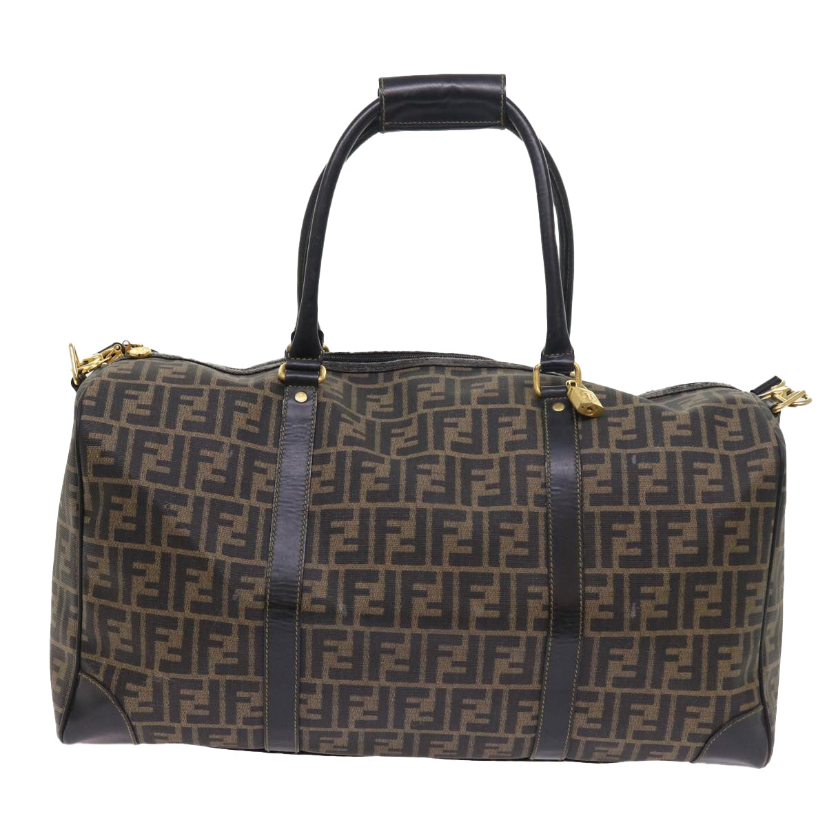 FENDI Zucca Canvas Boston Bag 2way Black Brown 54154