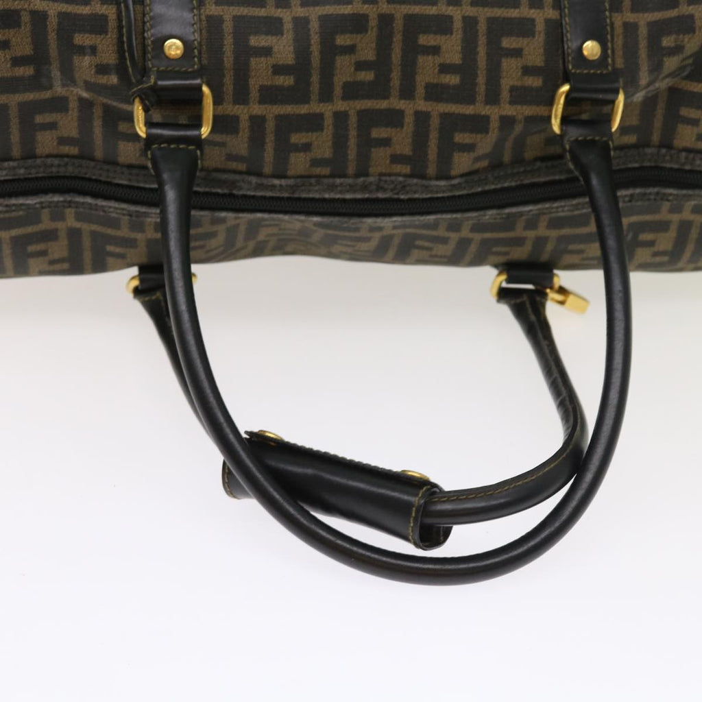 FENDI Zucca Canvas Boston Bag 2way Black Brown 54154