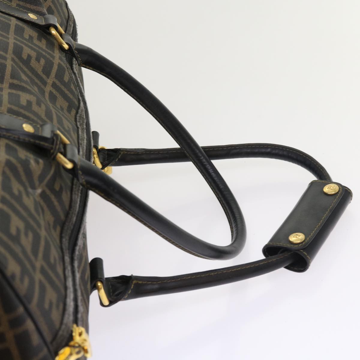 FENDI Zucca Canvas Boston Bag 2way Black Brown 54154