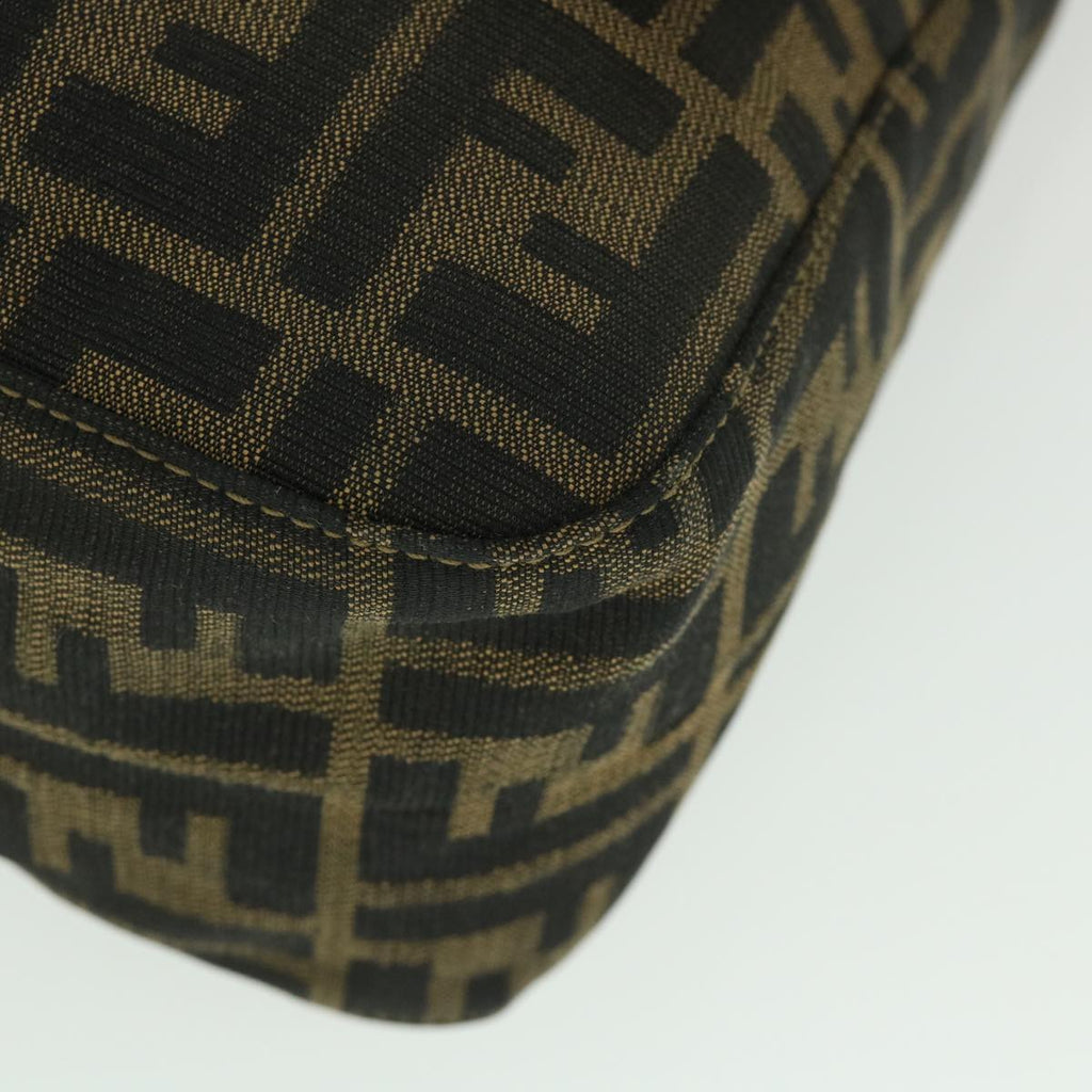 FENDI Zucca Canvas Mamma Baguette Shoulder Bag Black Brown 54169