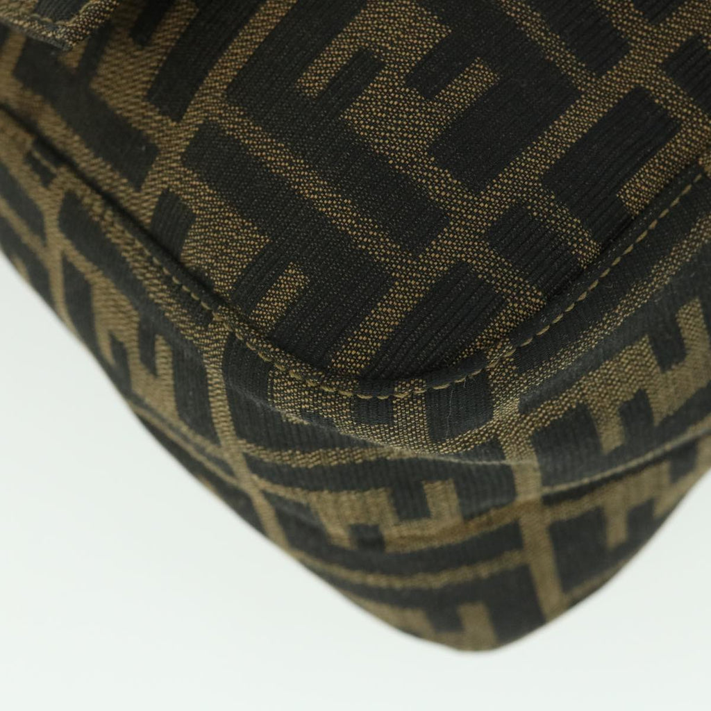FENDI Zucca Canvas Mamma Baguette Shoulder Bag Black Brown 54169