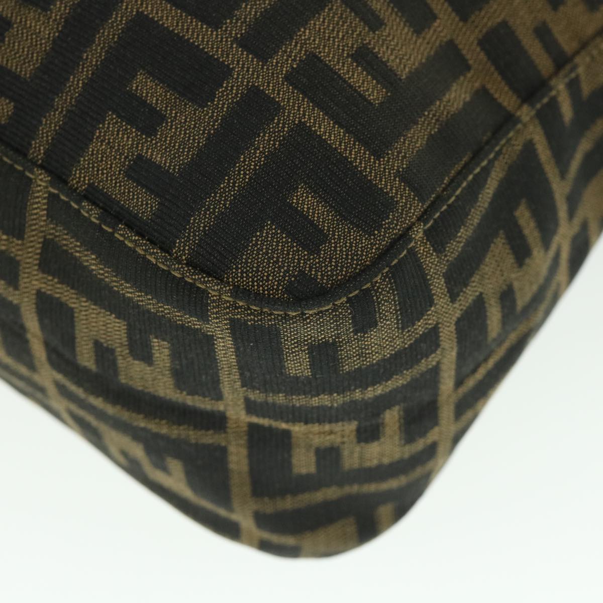 FENDI Zucca Canvas Mamma Baguette Shoulder Bag Black Brown 54169