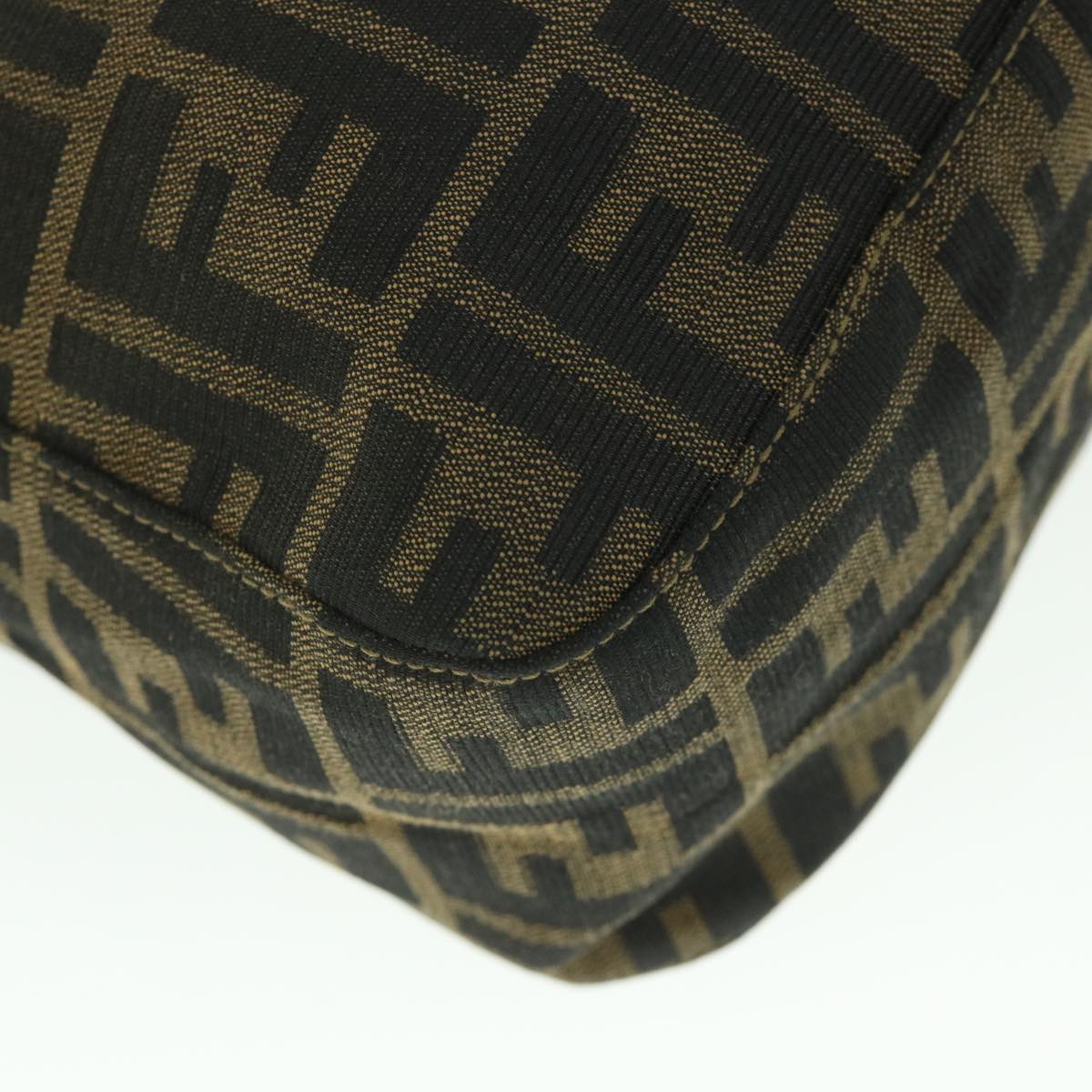 FENDI Zucca Canvas Mamma Baguette Shoulder Bag Black Brown 54169