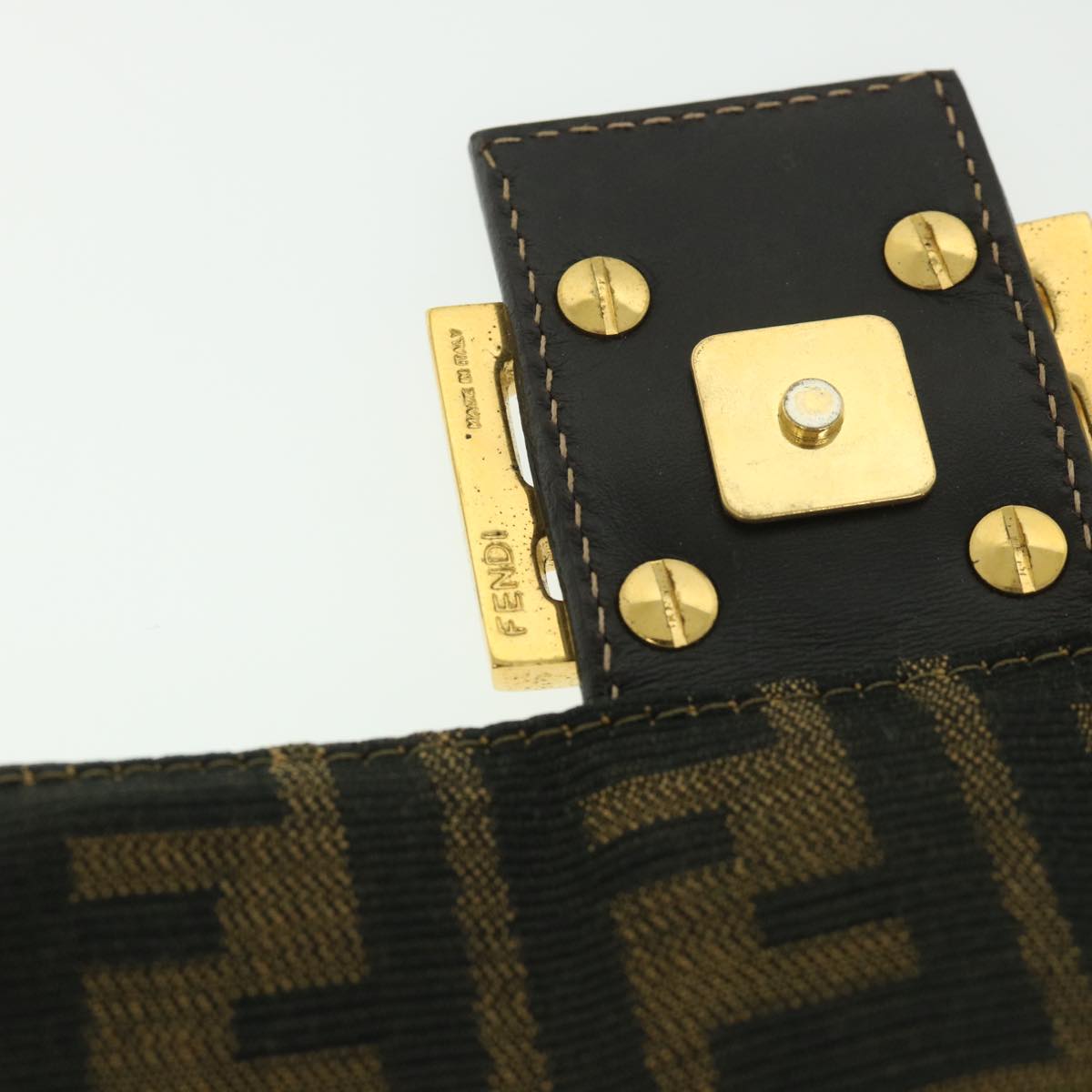 FENDI Zucca Canvas Mamma Baguette Shoulder Bag Black Brown 54169