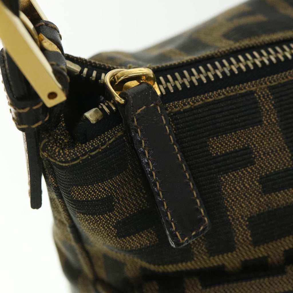 FENDI Zucca Canvas Mamma Baguette Shoulder Bag Black Brown 54169