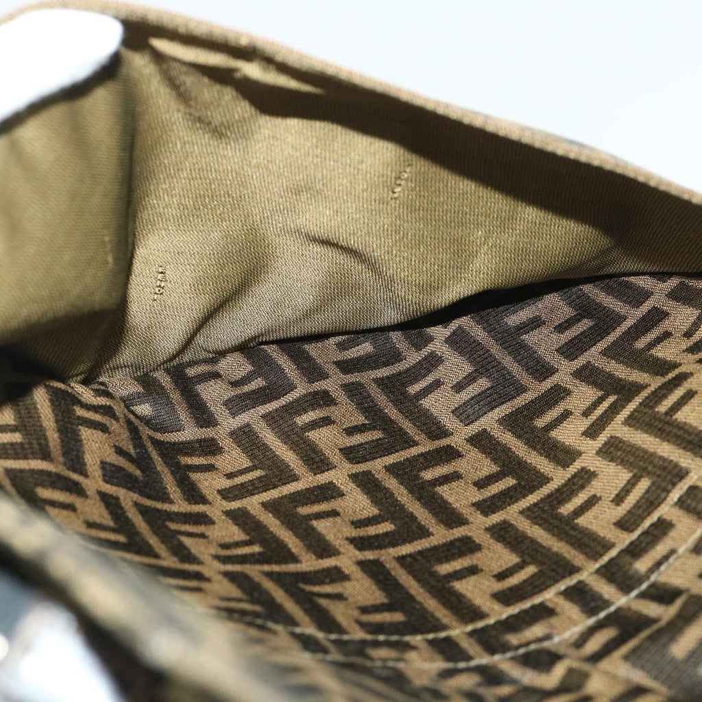 FENDI Zucca Canvas Mamma Baguette Shoulder Bag Black Brown 54169
