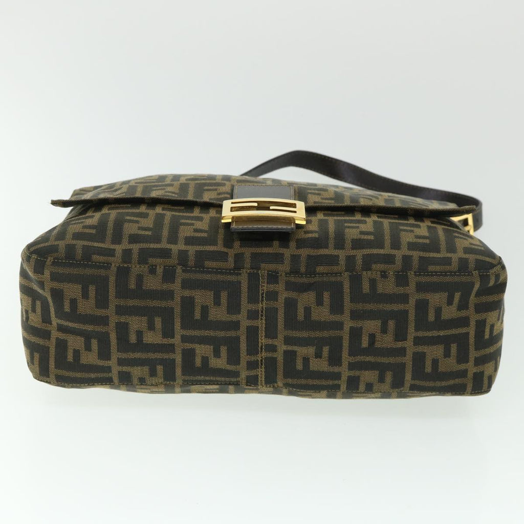 FENDI Zucca Canvas Mamma Baguette Shoulder Bag Black Brown 54169