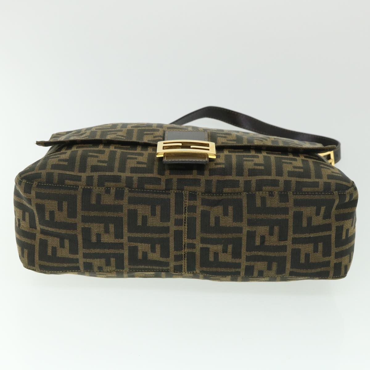 FENDI Zucca Canvas Mamma Baguette Shoulder Bag Black Brown 54169