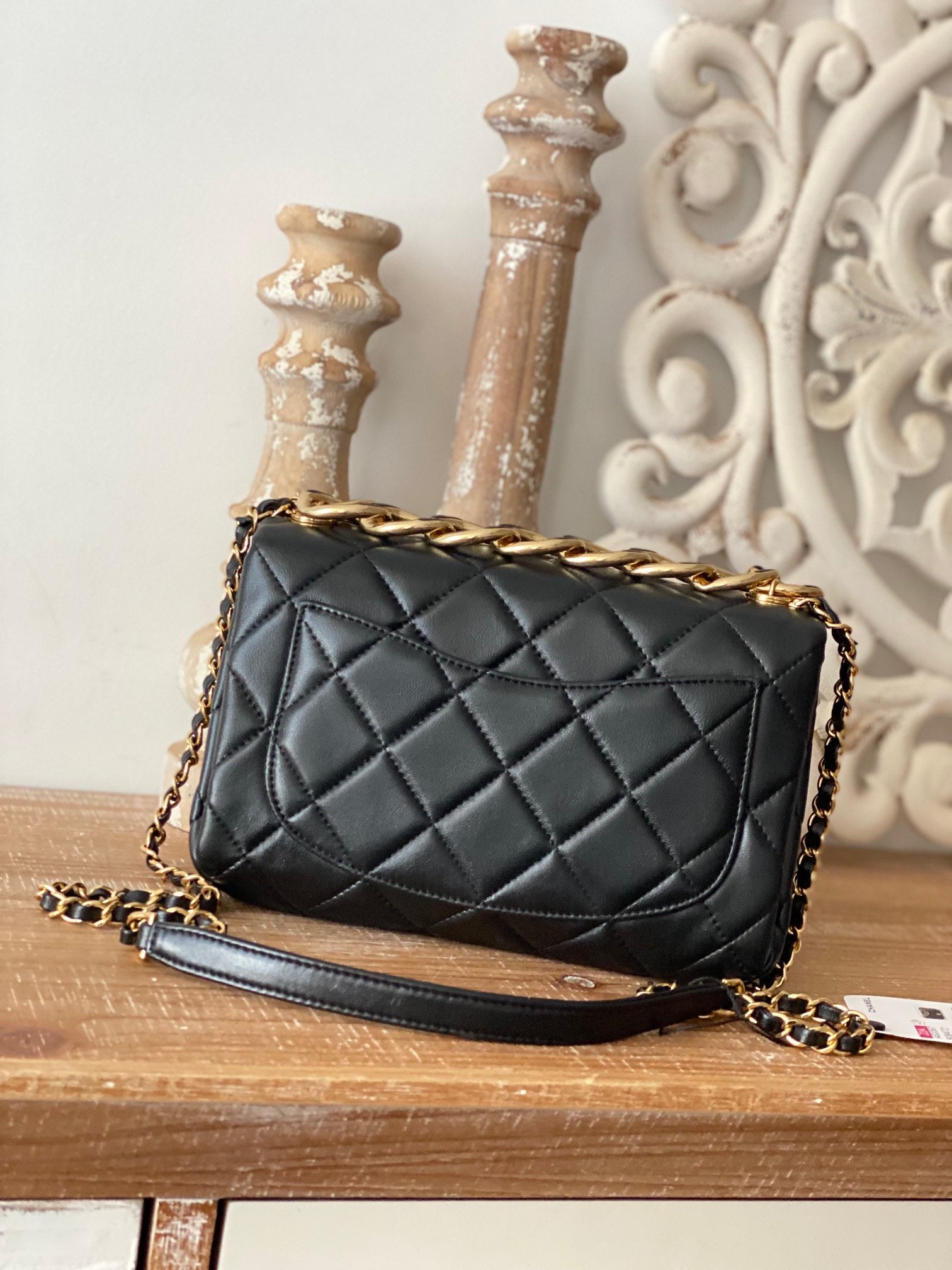 CHLLarge Flap Black Bag For Women 23cm/9in
