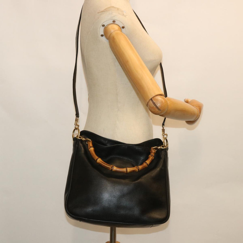 GUCCI Bamboo Shoulder Bag Leather 2way Black 54322