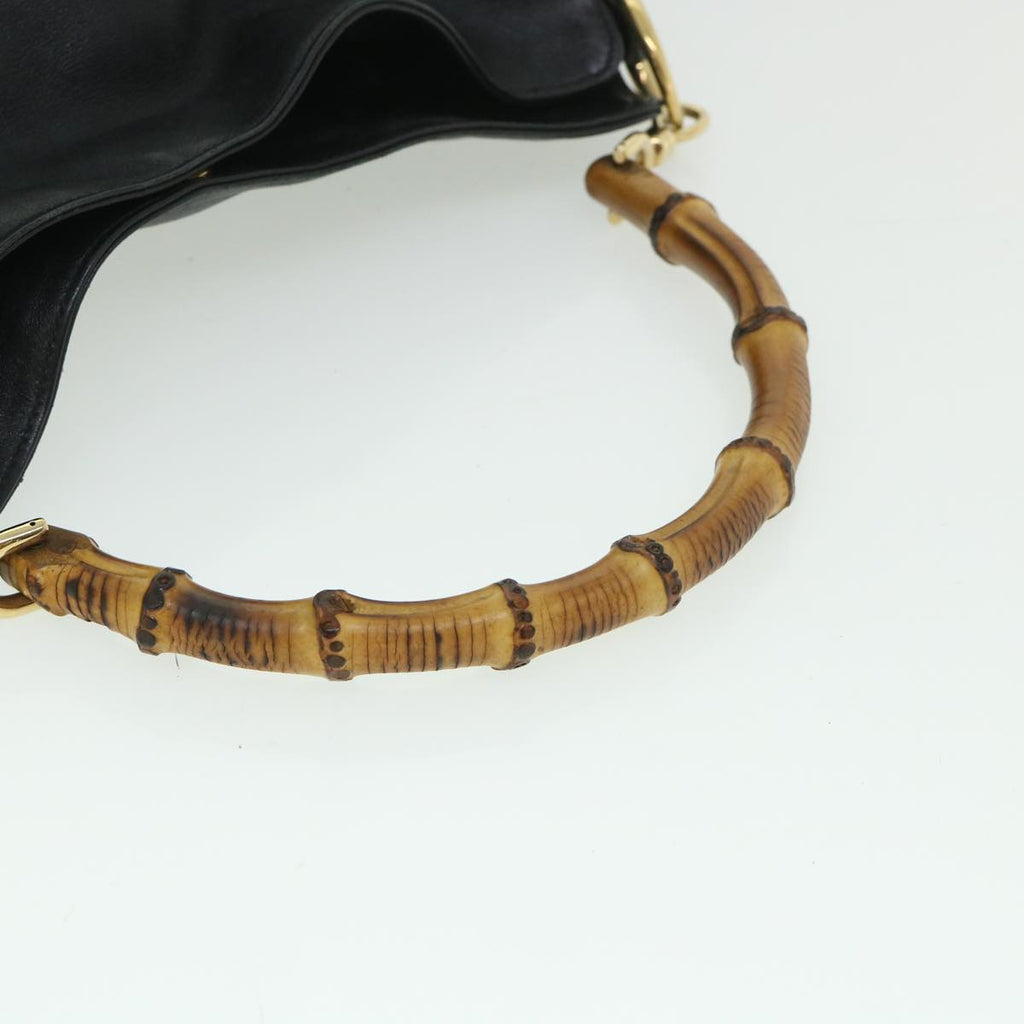 GUCCI Bamboo Shoulder Bag Leather 2way Black 54322