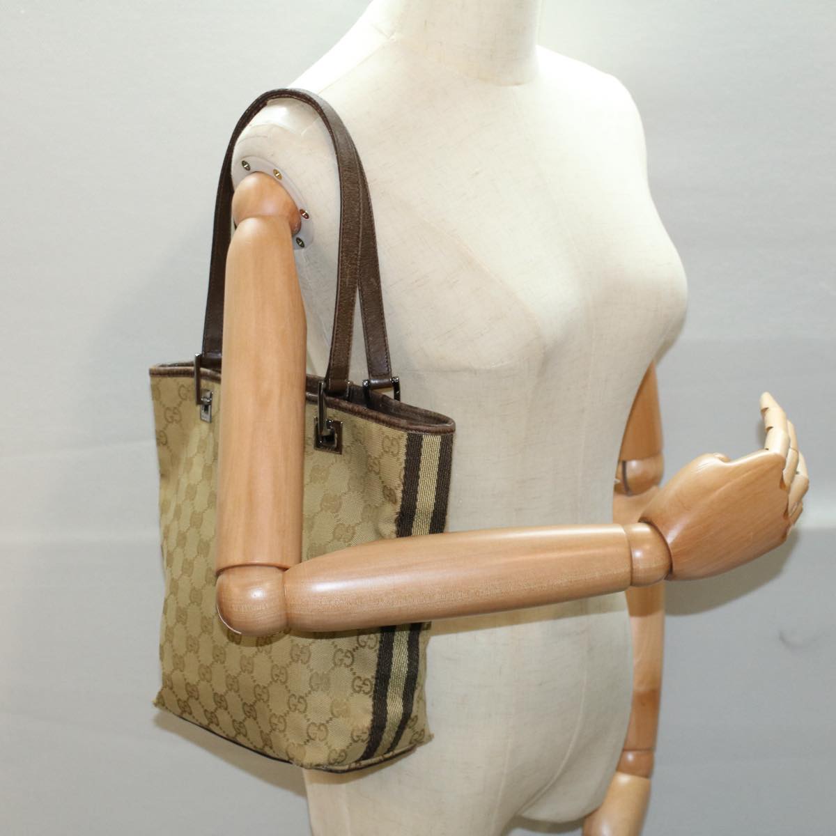 GUCCI GG Canvas Tote Bag Beige 141470 54323