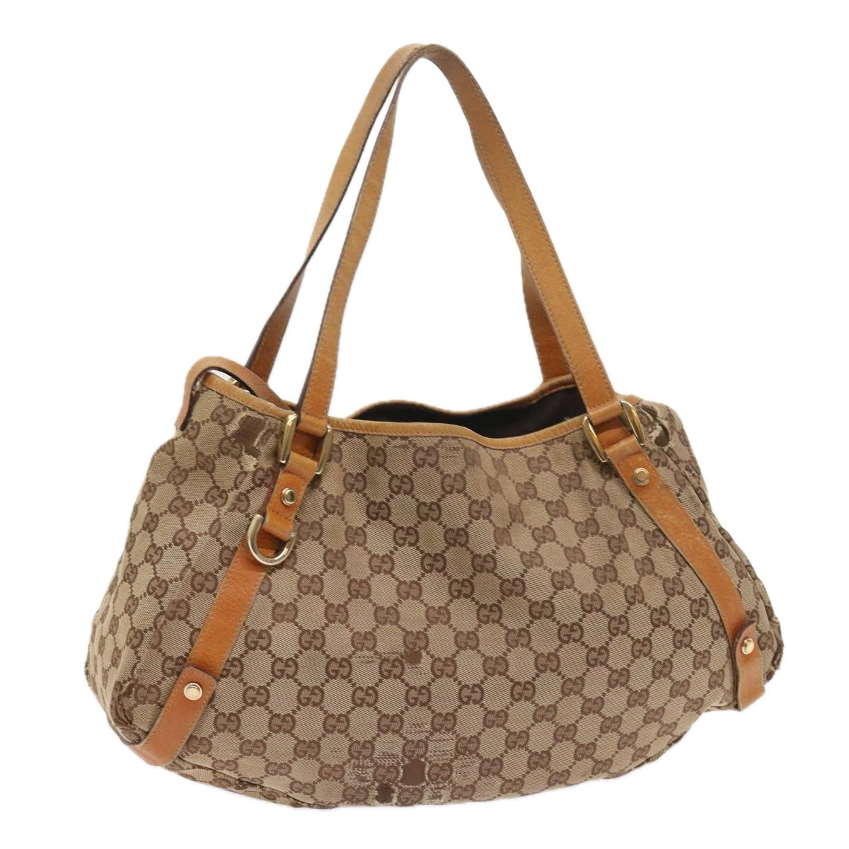 GUCCI GG Canvas Shoulder Bag Leather Beige Orange 54329