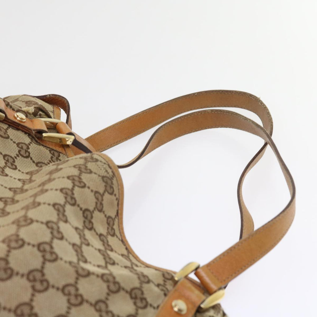 GUCCI GG Canvas Shoulder Bag Leather Beige Orange 54329