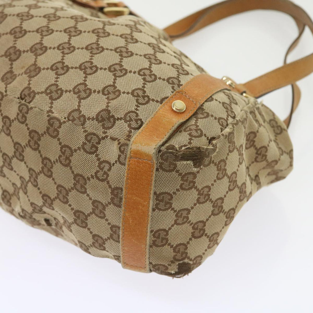 GUCCI GG Canvas Shoulder Bag Leather Beige Orange 54329