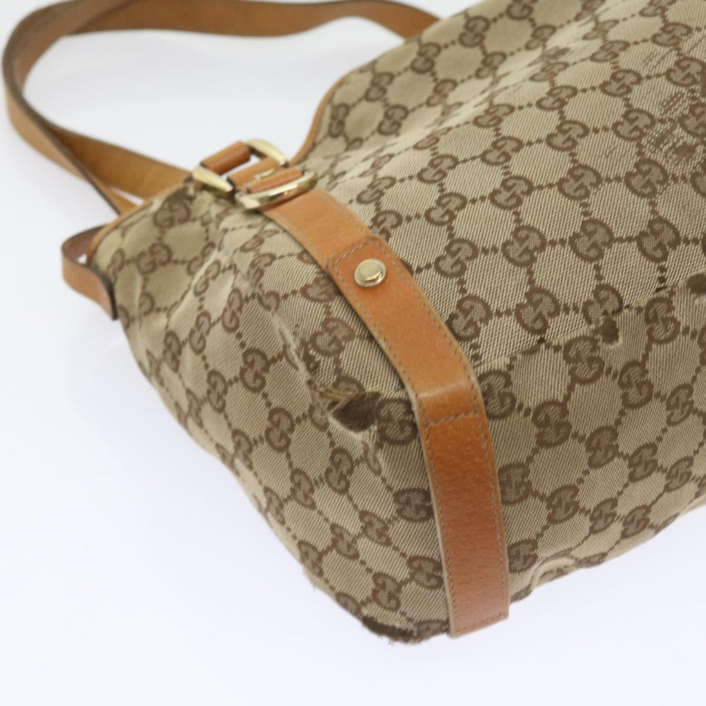GUCCI GG Canvas Shoulder Bag Leather Beige Orange 54329