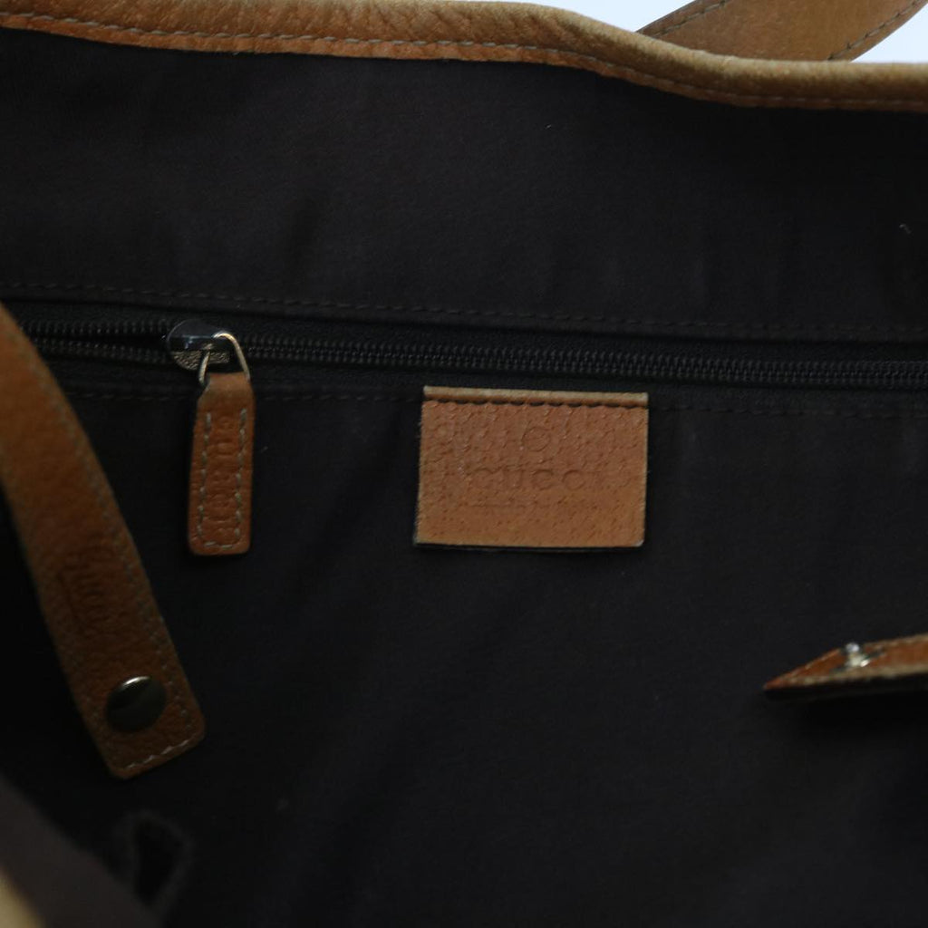 GUCCI GG Canvas Shoulder Bag Leather Beige Orange 54329